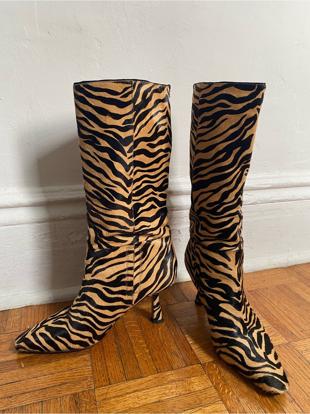 Sam Edelman Zebra-Print Genuine Calf Hair Knee High Boots - Picture 6 of 14